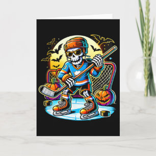 Tarjeta Esqueleto de Hockey de Halloween _1 