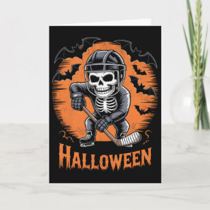 Tarjeta Esqueleto de Hockey sobre Hielo de Halloween