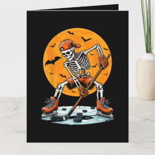 Tarjeta Esqueleto de Hockey sobre Hielo Halloween Espeluzn