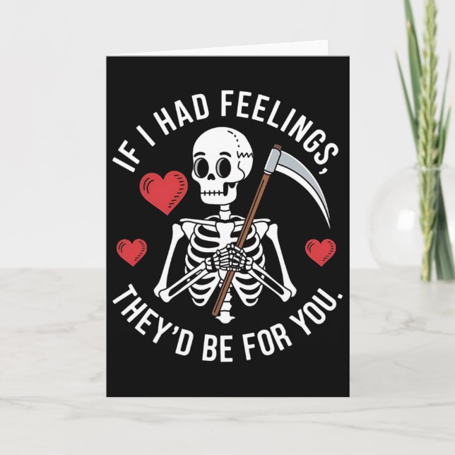 Tarjeta Esqueleto de humor oscuro del día de San Valentín  (Anverso)