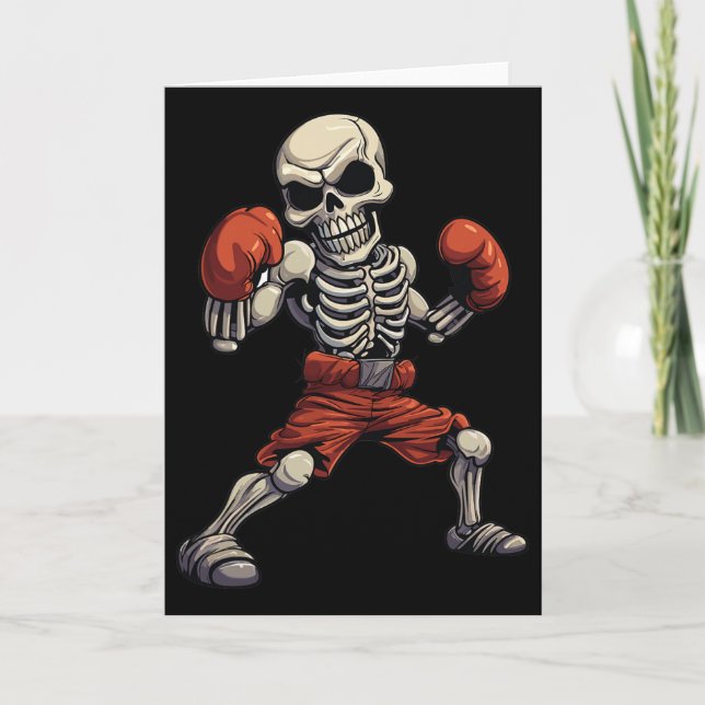 Tarjeta Esqueleto de Kickboxing Divertido Kickboxer Boxeo  (Anverso)