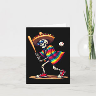 Tarjeta Esqueleto de Mariachi Béisbol Cinco De Mayo Mexica