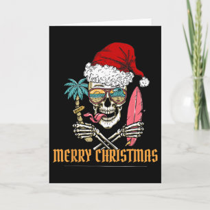 Tarjeta Esqueleto de Navidad de Verano -- Surf de Playa Ge