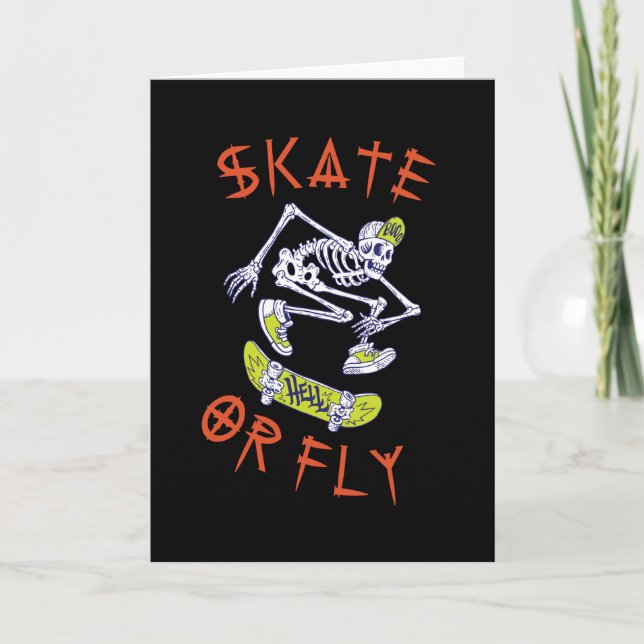 Tarjeta Esqueleto de patinador o volar (Anverso)