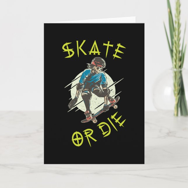 Tarjeta Esqueleto de patineta o morir (Anverso)