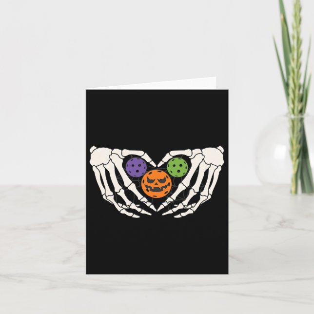 Tarjeta Esqueleto de pellebol Halloween Manos Amor Corazón (Anverso)