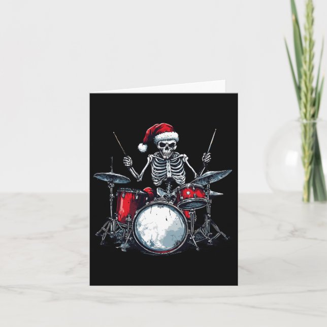 Tarjeta Esqueleto de Santa tocando el tambor Percusionista (Anverso)