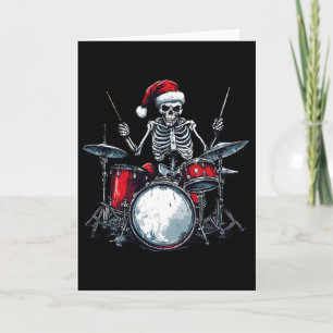 Tarjeta Esqueleto de Santa tocando tambor percusionista ba