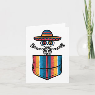 Tarjeta Esqueleto de Serape Mariachi Bolsillo Cinco De May