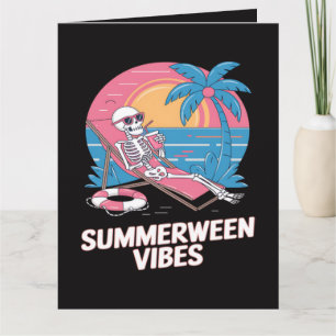 Tarjeta Esqueleto de Summerween Vacaciones de Verano Playa