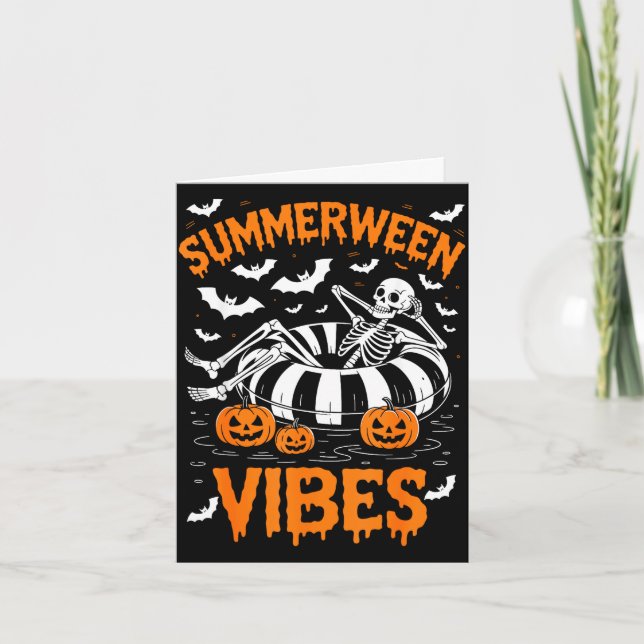 Tarjeta Esqueleto de vibraciones de Summerween flotando en (Anverso)