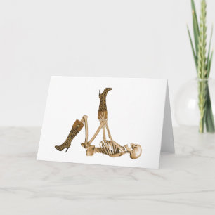 Tarjeta Esqueleto del fashionista en botas del leopardo