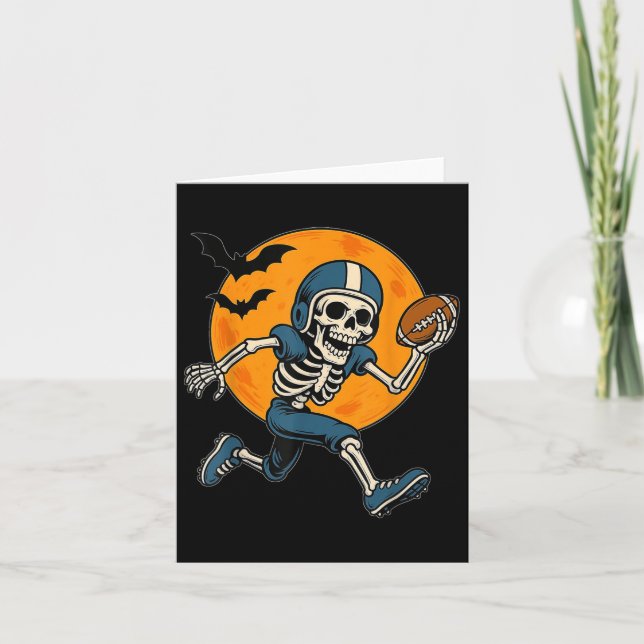 Tarjeta Esqueleto deportivo americano de Halloween Fantasí (Anverso)