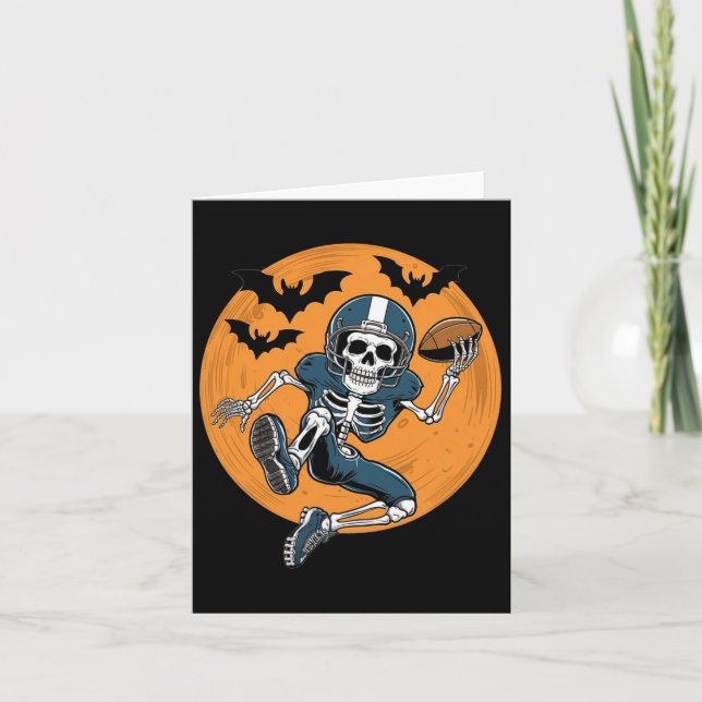 Tarjeta Esqueleto deportivo americano de Halloween Fantasí (Anverso)