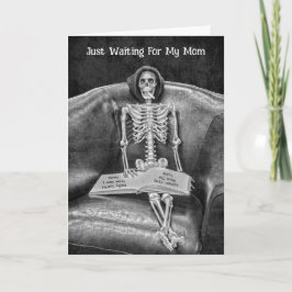 Tarjeta Esqueleto divertidísimo negro y blanco gótico