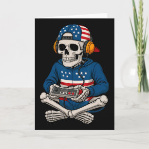 Tarjeta Esqueleto divertidísimo Patriótico Halloween Skele