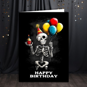Tarjeta Esqueleto Divertido con Globos Cumpleaños