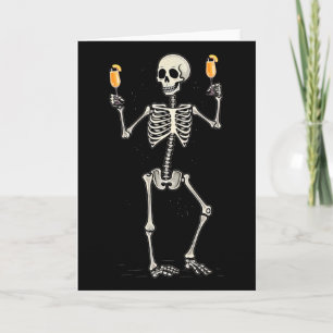 Tarjeta Esqueleto divertido de Halloween bebiendo Bellini