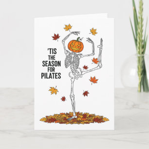 Tarjeta Esqueleto Divertido de Pilates Calabaza de Yoga Ha