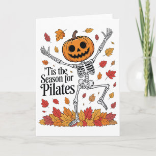 Tarjeta Esqueleto Divertido de Pilates Calabaza de Yoga Ha