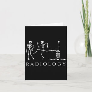 Tarjeta Esqueleto divertido de radiología bailando técnico