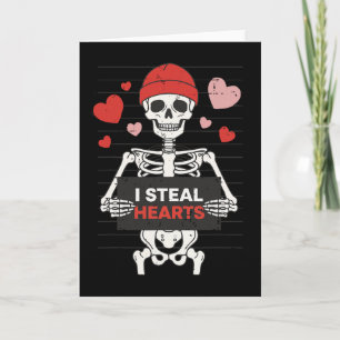 Tarjeta Esqueleto Divertido de San Valentín Roba Corazones