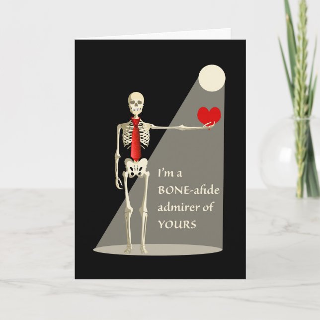 Tarjeta Esqueleto divertido del día de San Valentín, admir (Anverso)