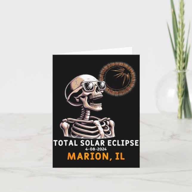 Tarjeta Esqueleto Divertido Eclipse Solar Marion Illinois (Anverso)