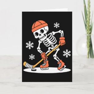 Tarjeta Esqueleto Divertido Hockey Sobre Hielo Halloween (