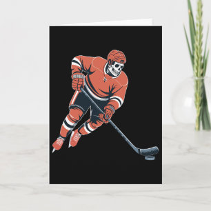 Tarjeta Esqueleto Divertido Hockey sobre Hielo Halloween