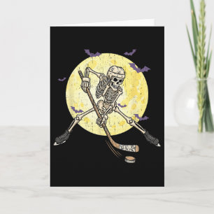 Tarjeta Esqueleto Divertido Jugando Hockey Halloween Diver