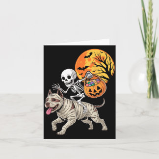 Tarjeta Esqueleto Divertido Montando Momia Pitbull Perro M