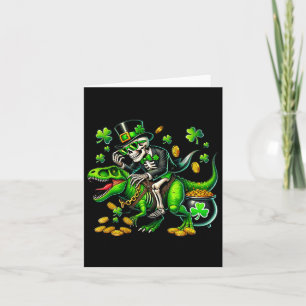 Tarjeta Esqueleto duende esqueleto montando Trex St Patric