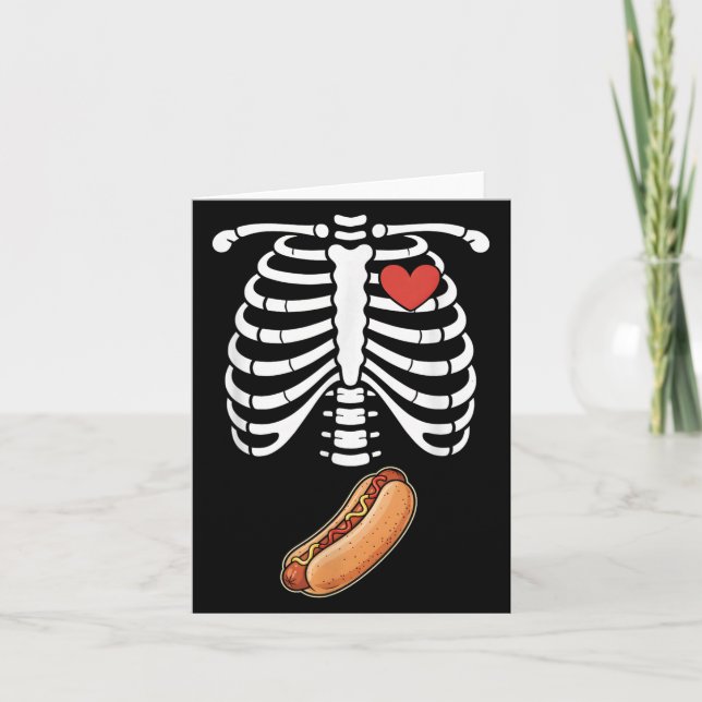 Tarjeta Esqueleto Embarazado Hotdog Barriga Bulto Costilla (Anverso)