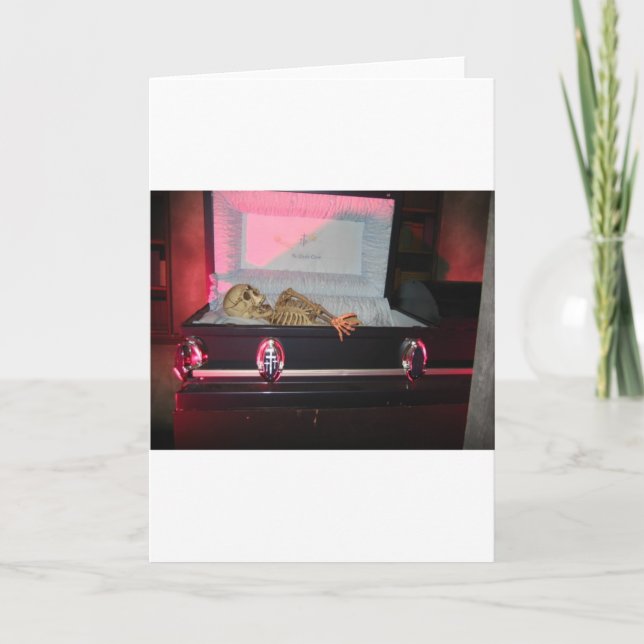 Tarjeta esqueleto en ataúd (Anverso)