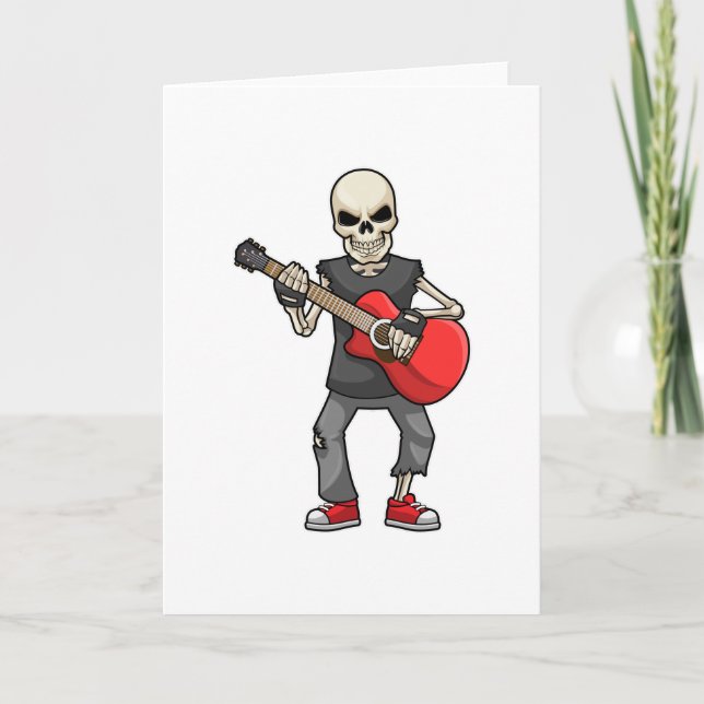Tarjeta Esqueleto en Música con Guitarra (Anverso)