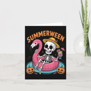 Tarjeta Esqueleto espeluznante de Summerween esperando Hal