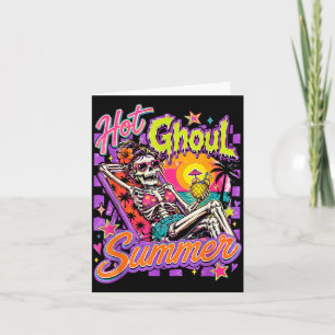 Tarjeta Esqueleto Femenino Halloween Playa Summerween