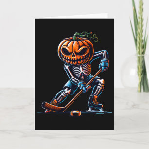 Tarjeta Esqueleto Hockey sobre hielo Halloween Calabaza Ho