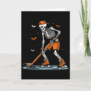 Tarjeta Esqueleto Hockey sobre Hielo Halloween Chicos Dive