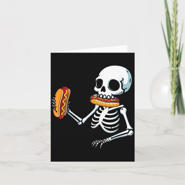 Tarjeta Esqueleto Hot Dog Halloween (Anverso)