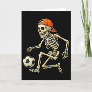Tarjeta Esqueleto Jugando Fútbol Gráfico de Halloween