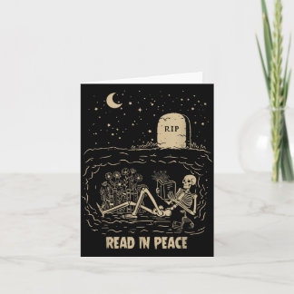 Tarjeta Esqueleto leyendo libros divertidos Leer en paz
