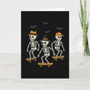 Tarjeta Esqueleto Lindo Patinador Espeluznante Halloween P
