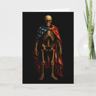 Tarjeta Esqueleto Patriótico Bandera Americana Horror Góti