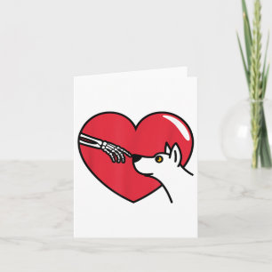 Tarjeta Esqueleto Perrito Lindo Día de San Valentín Corazó