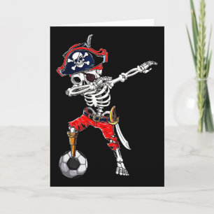 Tarjeta Esqueleto Pirata De Fútbol Y Dabbing Ll Disfraz De