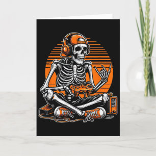 Tarjeta Esqueleto Retro de Halloween para Jugadores de Vid
