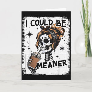 Tarjeta Esqueleto Retro Podría Ser Más Malo Cráneo Hallowe