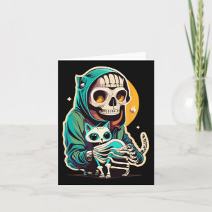 Tarjeta Esqueleto sosteniendo un atrevido Costum de Hallow